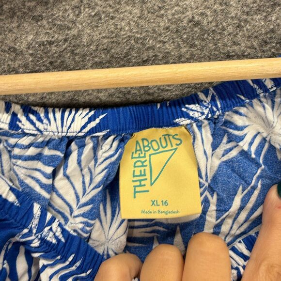 There Abouts Blouse Girls XL Blue Floral Short Sleeve Round Neck Pullover Casual - Picture 3 of 6